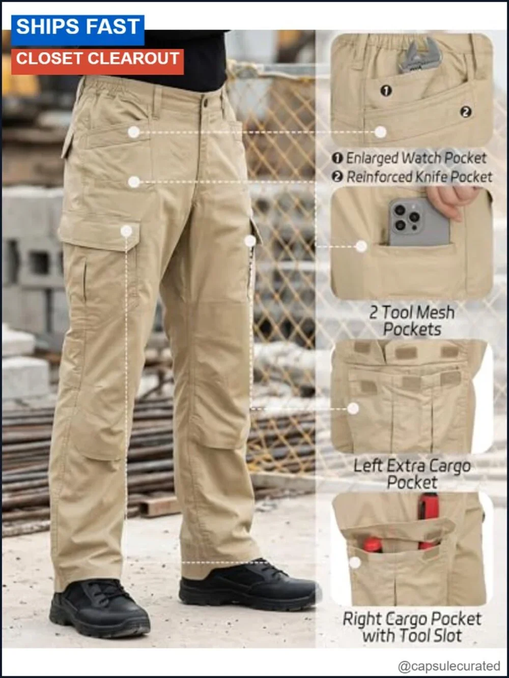 FR Cargo Pants Men's Lightweight Stretch Ripstop Flame Resistant Work Pants